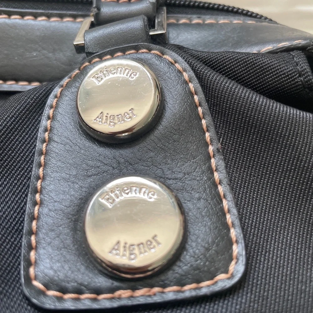 Etienne Aigner handbag purse Rich Leather Micro Classic Roomy Satchel Zips